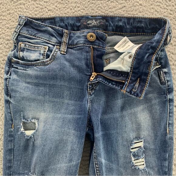 Silver Jeans AIKO Mid Rise Slim Boot Distressed Women's Jeans  -  Size:  26 - Picture 7 of 15